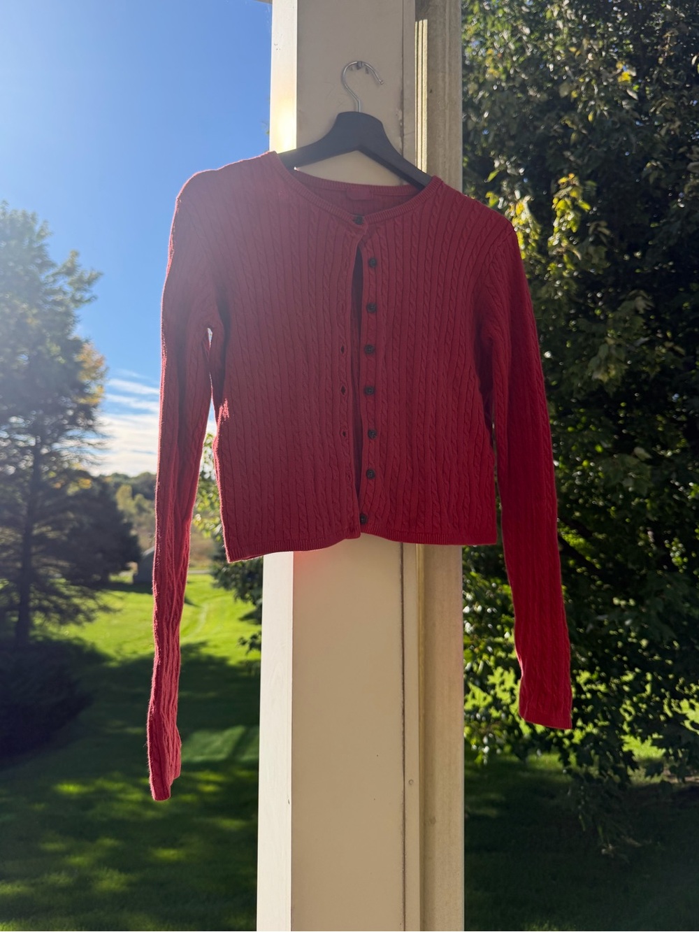 Red Cable Knit Brandy Melville Cardigan John Galt